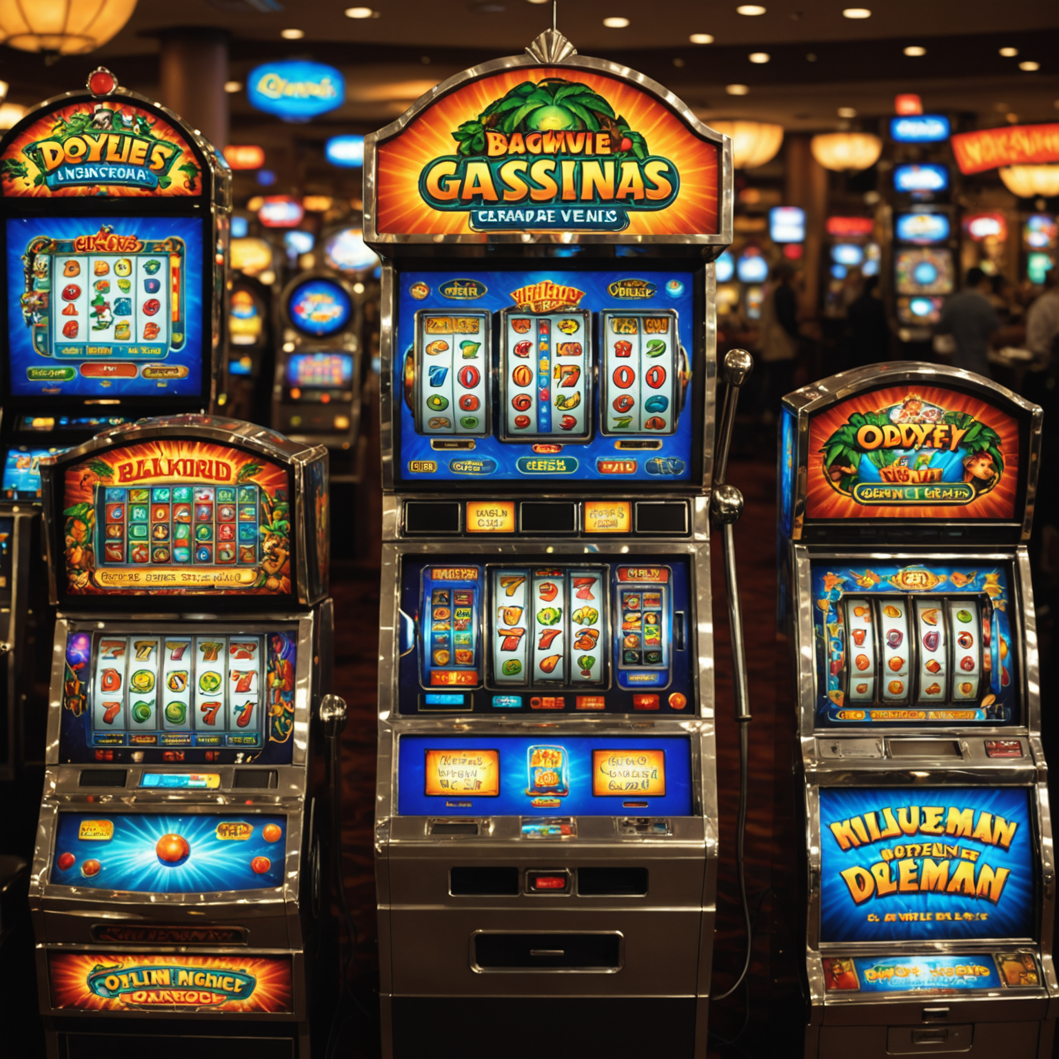 Various slot machines with themes ranging from jungle adventures to space odysseys, showcasing wild and entertaining designs