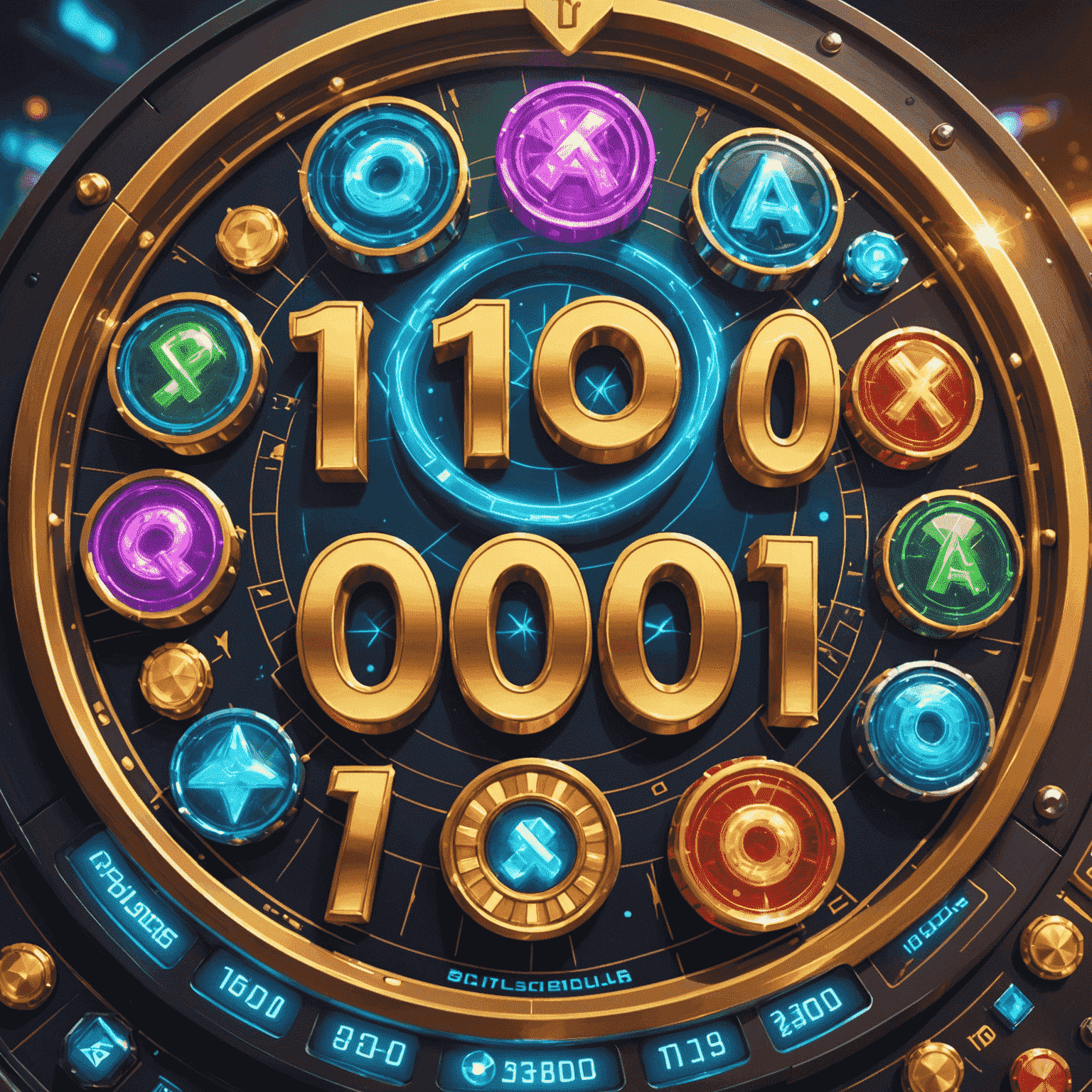 A close-up of a virtual slot reel showing a rare 1000x multiplier symbol lined up with other high-paying tech-themed symbols